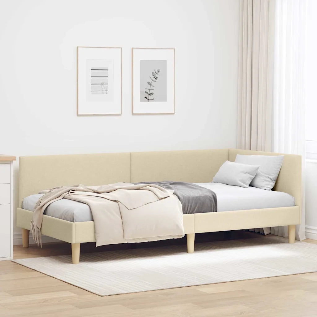 Cornice del letto ad angolo con testiera Crema 90 cm x 190 cm 42016187