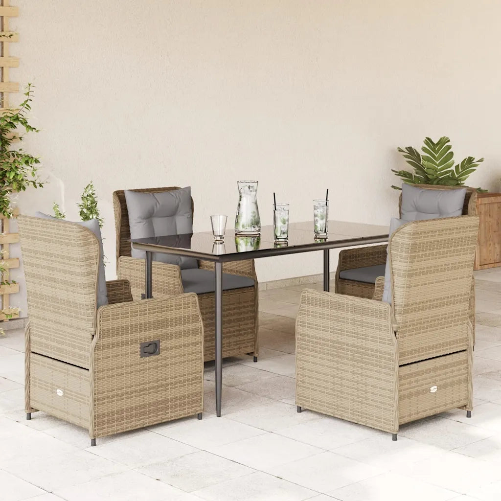 Set da Pranzo da Giardino 5 pz con Cuscini Beige in Polyrattan 3262870