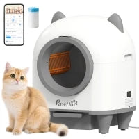 Lettiera per Gatti Autopulente con Controllo dell'App, 80 L, Eliminazione degli Odori, 55,5cm x 51cm x 60cm, Bianco