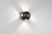 AVISIO APPLIQUE DA ESTERNO LED 8W 1000lm, 3000K SFERA QUADRI-EMISSIONE NERA IP54 D.10,5CM
