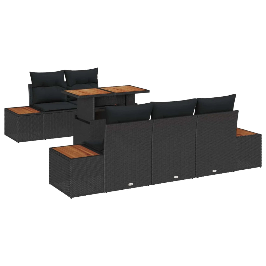 Set Divano da Giardino con archiviazione 6 pcs Nero Poly Rattan 3358762