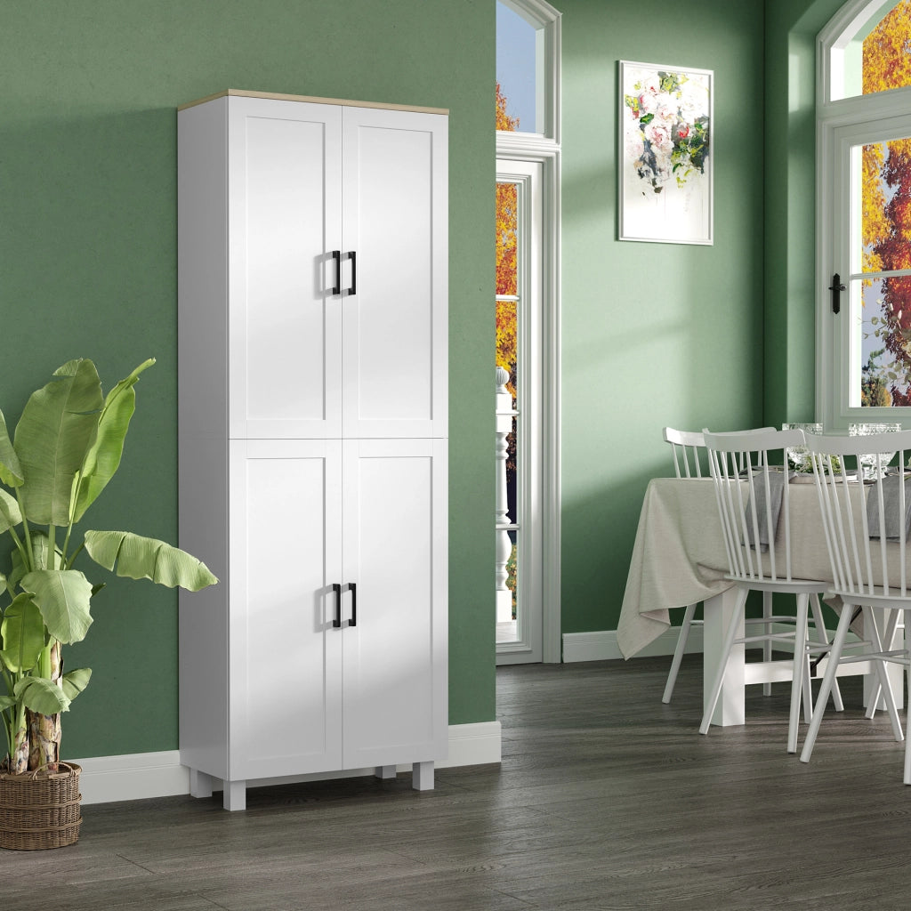 Armadio Dispensa ¨C Zephmum ¨C Bianco e Legno 60x30x170.5 cm