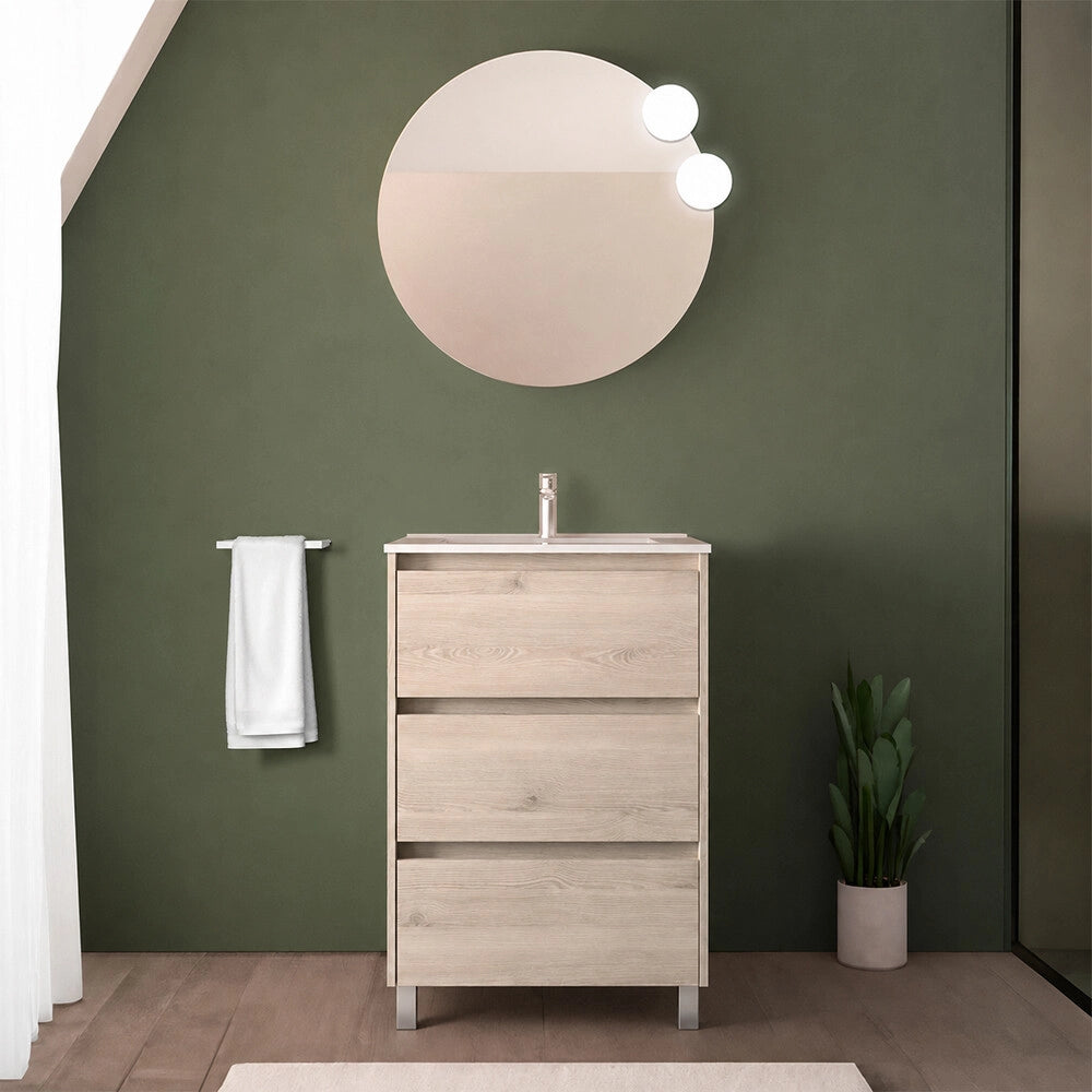Mobile bagno 60 cm rovere bali con lavabo ad incasso Gaya