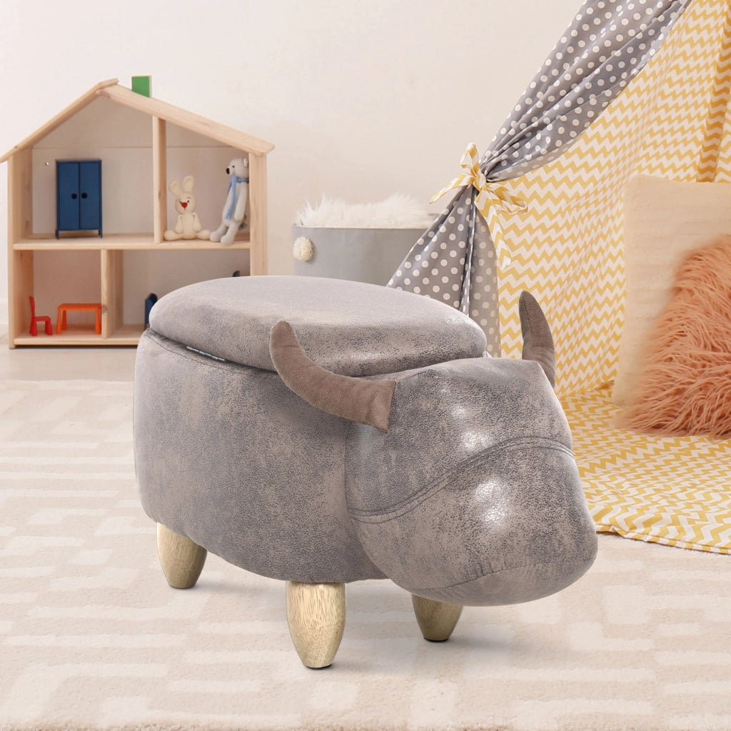 Pouf con Contenitore ¨C Minimal ¨C Marrone, Sintetico, Legno