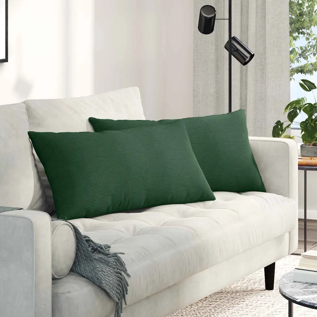 Cuscini da Divano 2 pcs Verde Scuro 80 x 40 cm Tessuto in Cords 42013736