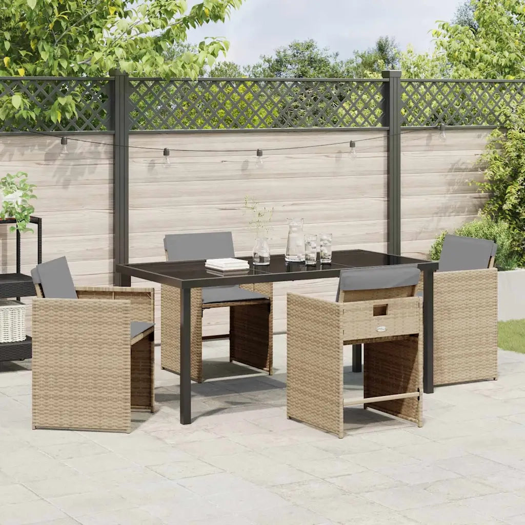 Set da Pranzo per Giardino 5 pcs Beige polyrattan