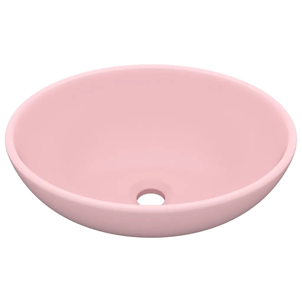 Lavandino Lusso Ovale Rosa Opaco 40x33 cm in Ceramica cod mxl 44684