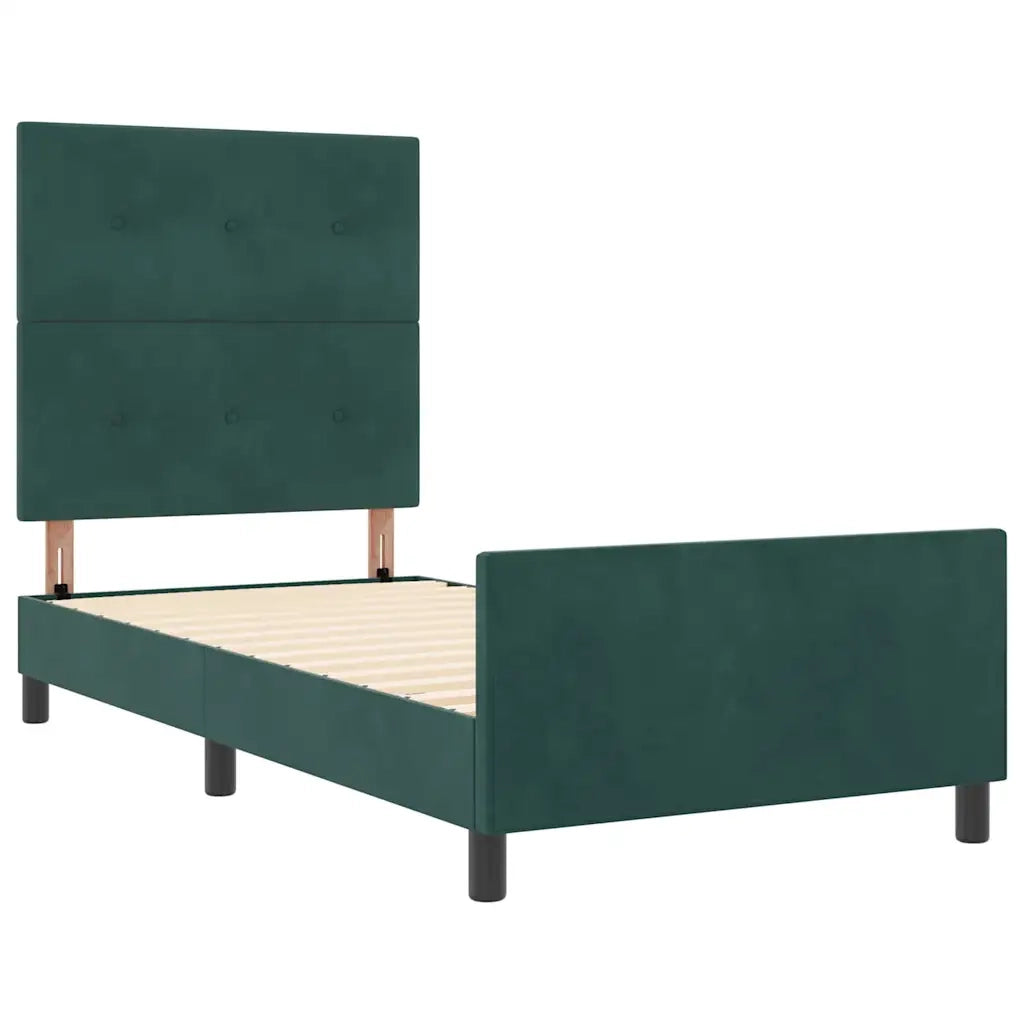 Letto a molle con testiera Verde Scuro 100 x 200 cm Velluto