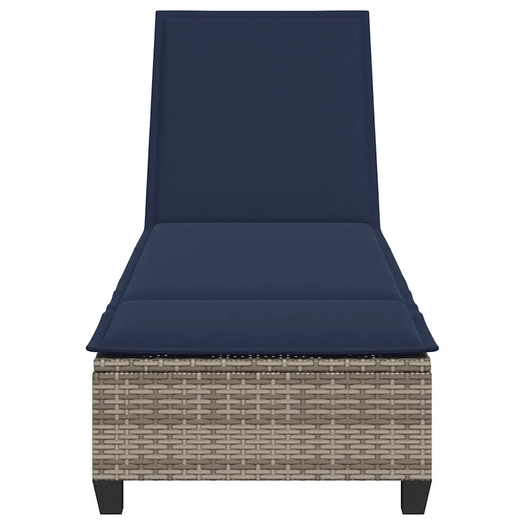 Lettino Prendisole con Cuscini Grigio 55x200x25,5cm Polyrattan 4104099