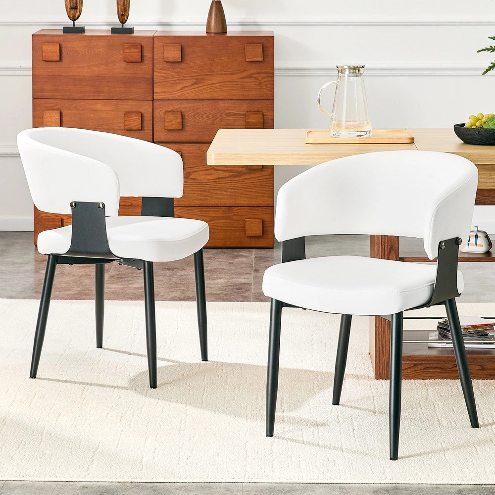 Sedie da Pranzo Set 2 Pezzi Stile Retro ¨C MINIMAL ¨C Similpelle, Braccioli, Gambe in Metallo