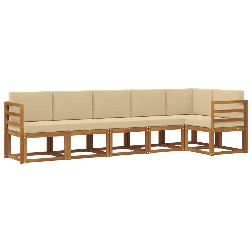 Set di divani da esterno con cuscino 6 pcs Naturale e Beige 3366451