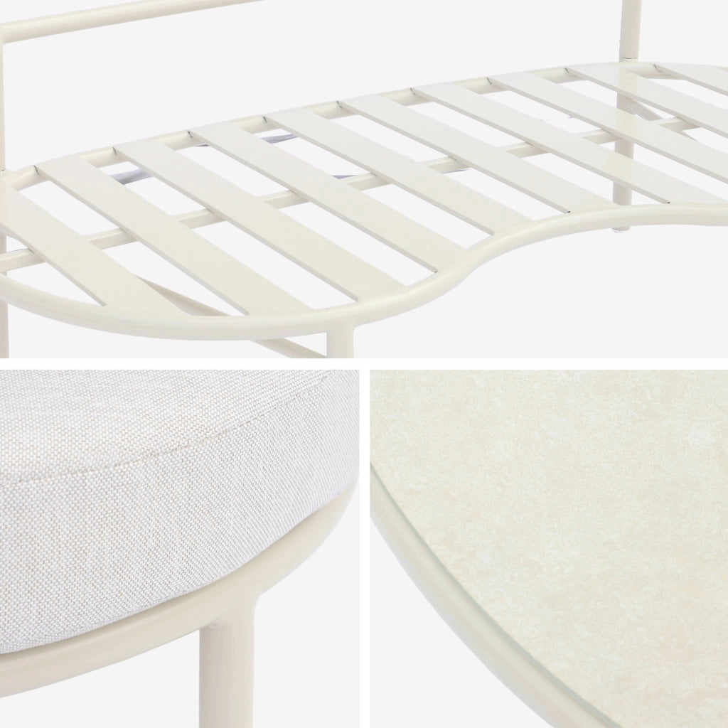 Salotto da giardino in alluminio e tessuto, 4 posti, beige