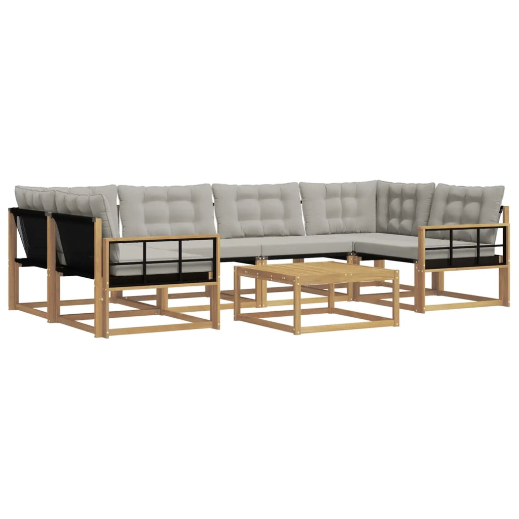 Set di divani da esterno 7 pz Bianco e Grigio Chiaro 3388473