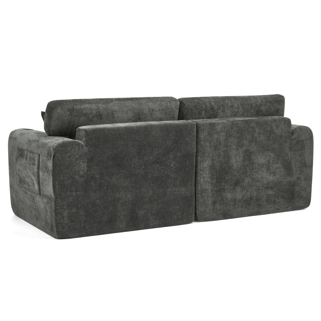 Divano 2 Posti Relax in Chenille con Cuscini ¨C MINIMAL ¨C Nero
