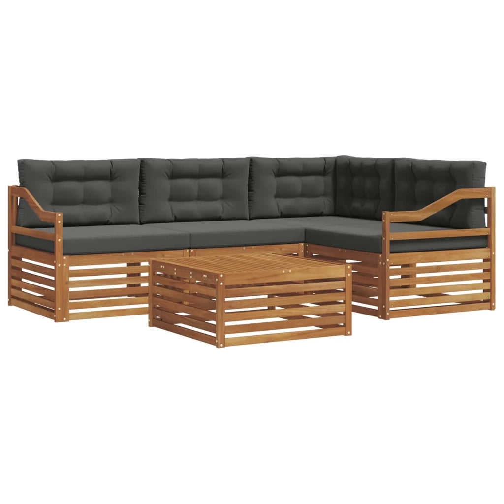 Set di divani da esterno con cuscino 5 pcs Naturale e Antracite 3373437