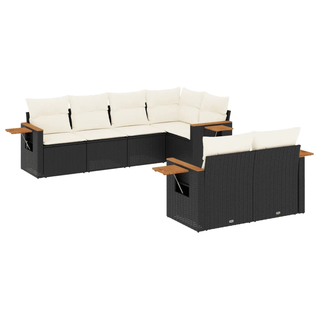 Set Divani da Giardino con Cuscini 7pz Nero Polyrattan 3226980