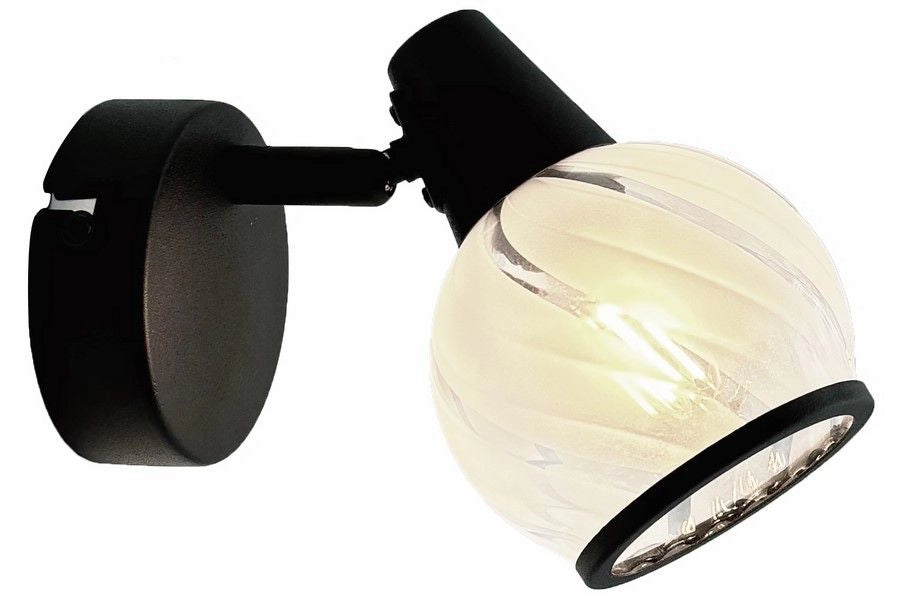 Applique Megan moderna nera vetro bianco E14 Reality