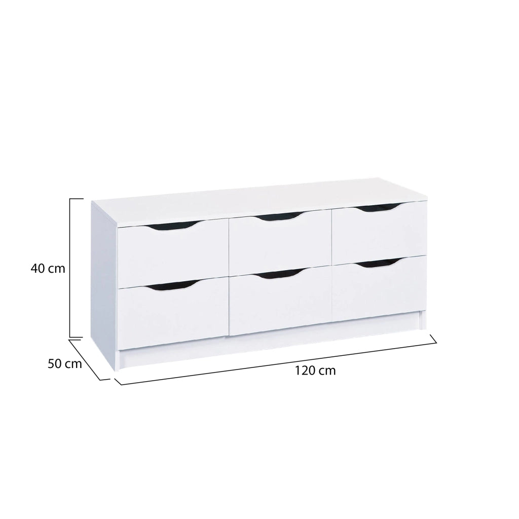 Ceppino, Cassettiera 6 Cassetti, 50x120x40h cm Bianco