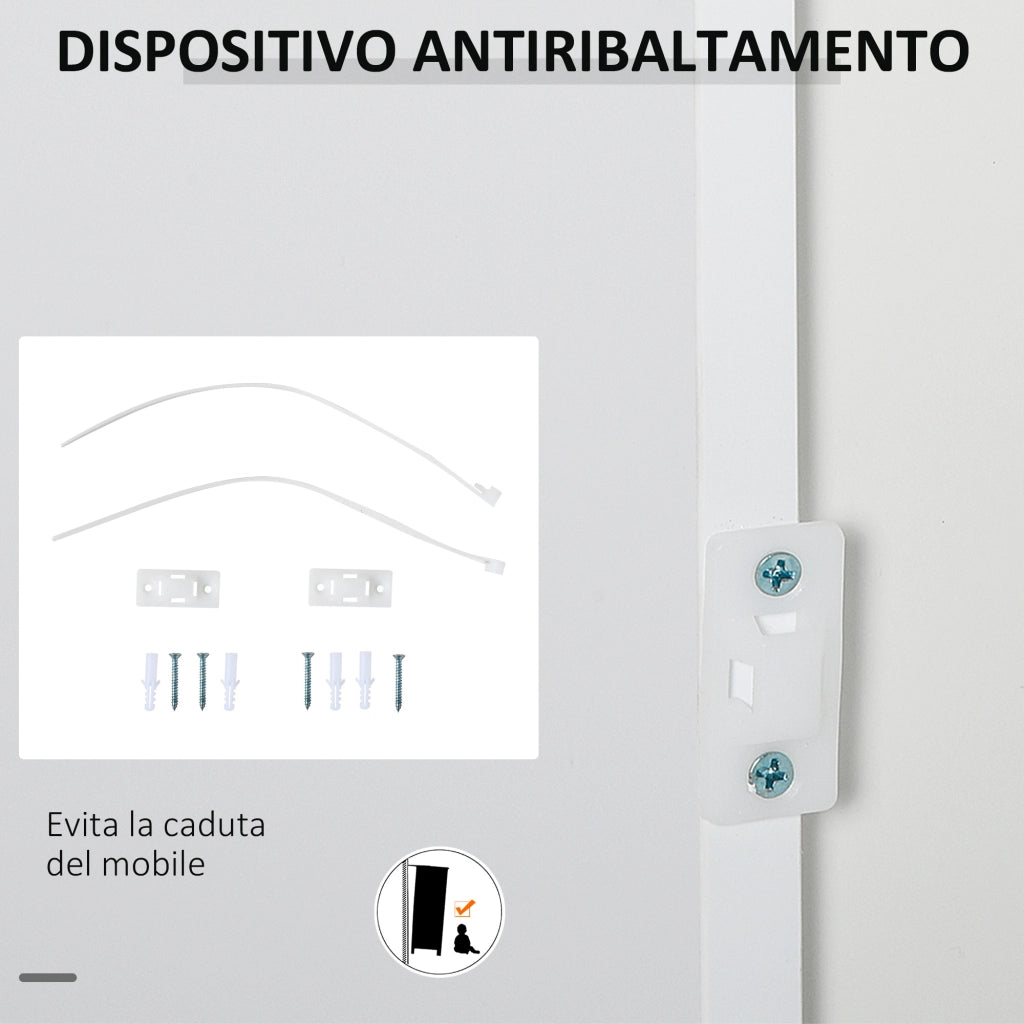 EasyComfort Mobiletto 2 Cassetti e 2 Ante, Apertura a Pressione, Mobile con 2 Cassetti e 2 Ante per Casa e Ufficio, 79x36x74cm, Bianco Opaco