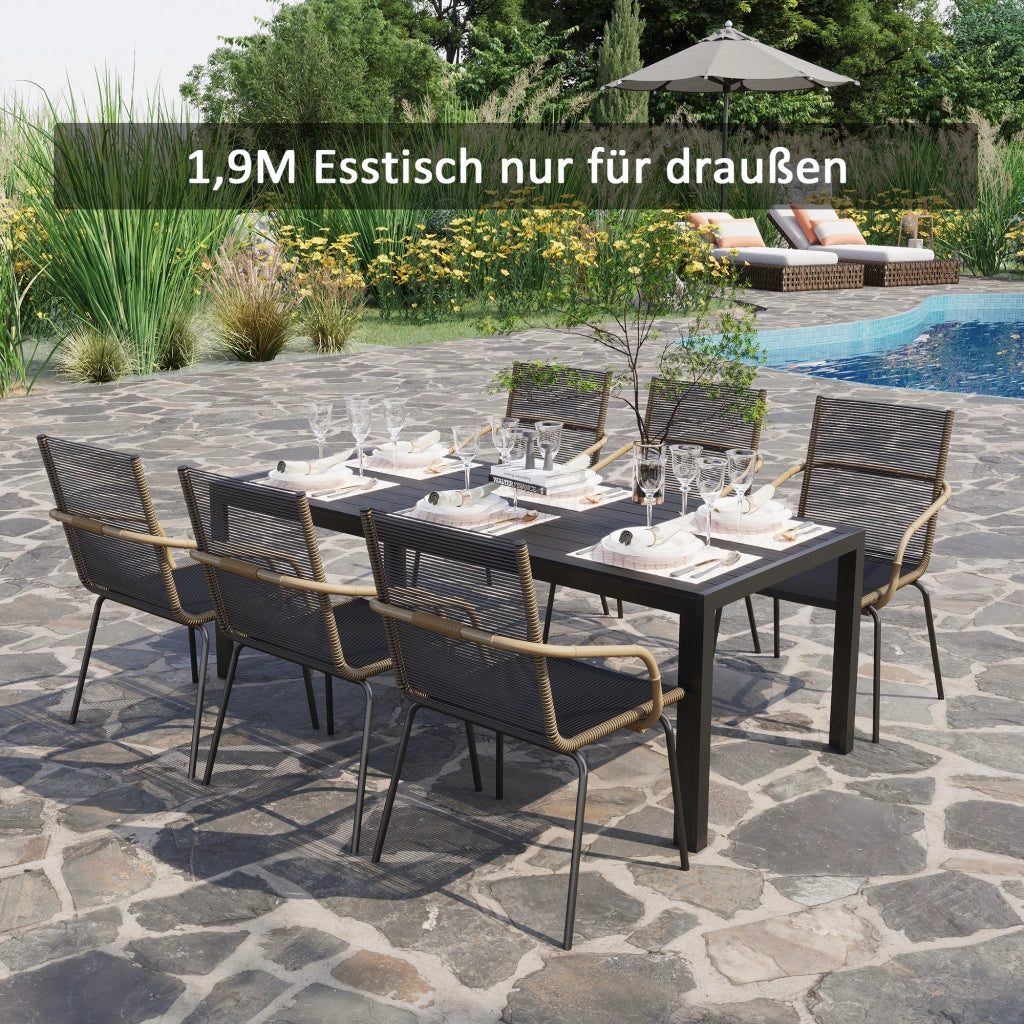 Tavolo da giardino in plastica ¨C Minimal ¨C 190x84.5x72 cm nero effetto legno