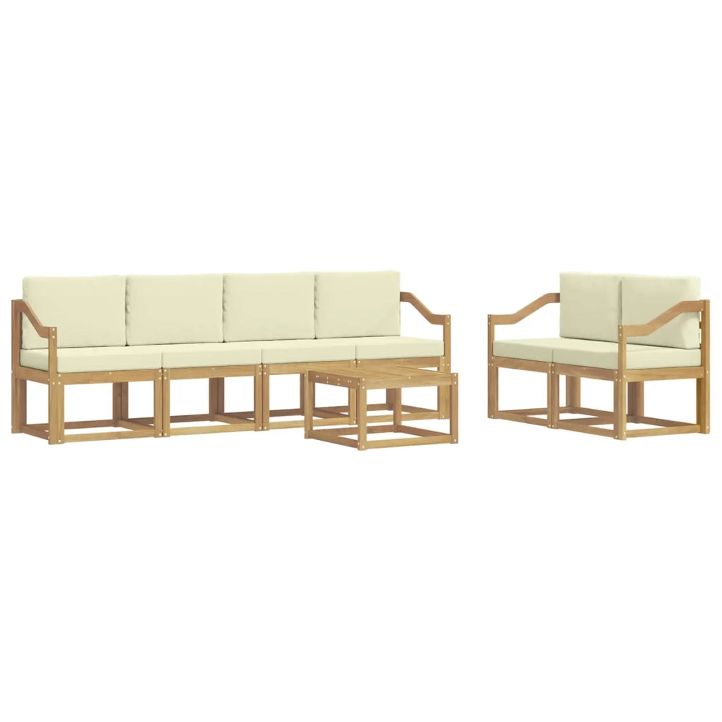 Set di divani da esterno 7 pz Bianco e Crema 3387294