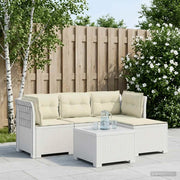 Divano da giardino 4 posti con cuscini aspetto rattan PP Bianco 3443950
