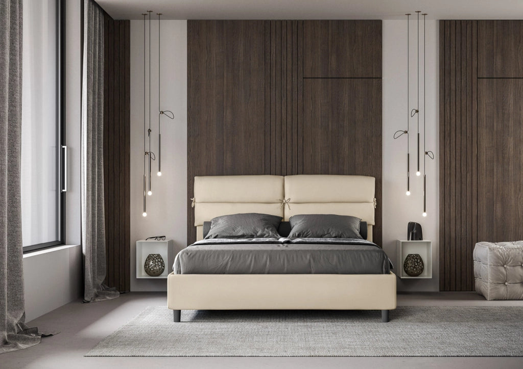 Letto Matrimoniale 160x210 cm con Rete e Contenitore Nandy Tortora