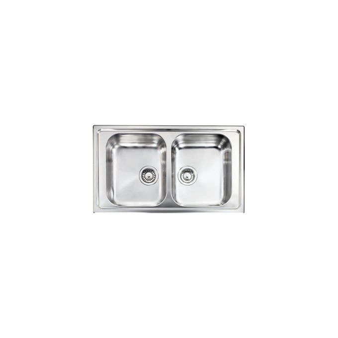 CM 011294.X1.01.2016 Zenith Lavello da incasso 2 vasche acciaio inox antigraffio (86x50x19 cm) colore Acciaio