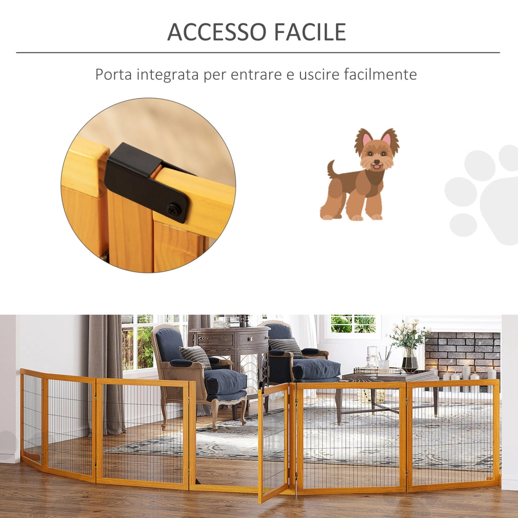 Cancello per Cani Pieghevole ¨C Minimal ¨C Legno e Acciaio 432x36x70cm