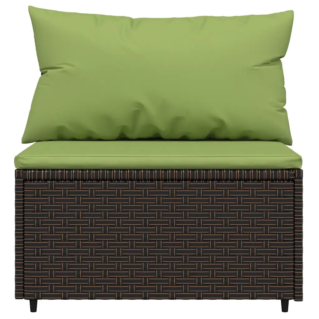 Divani Centrali da Giardino con Cuscini 2pz Polyrattan Marrone 319834