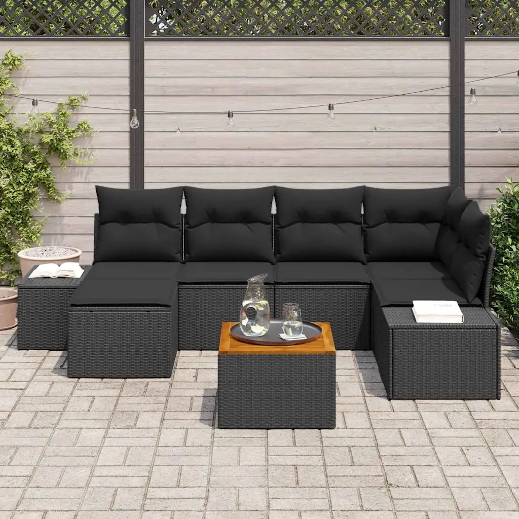 Set Divano da Giardino 7 pcs Nero