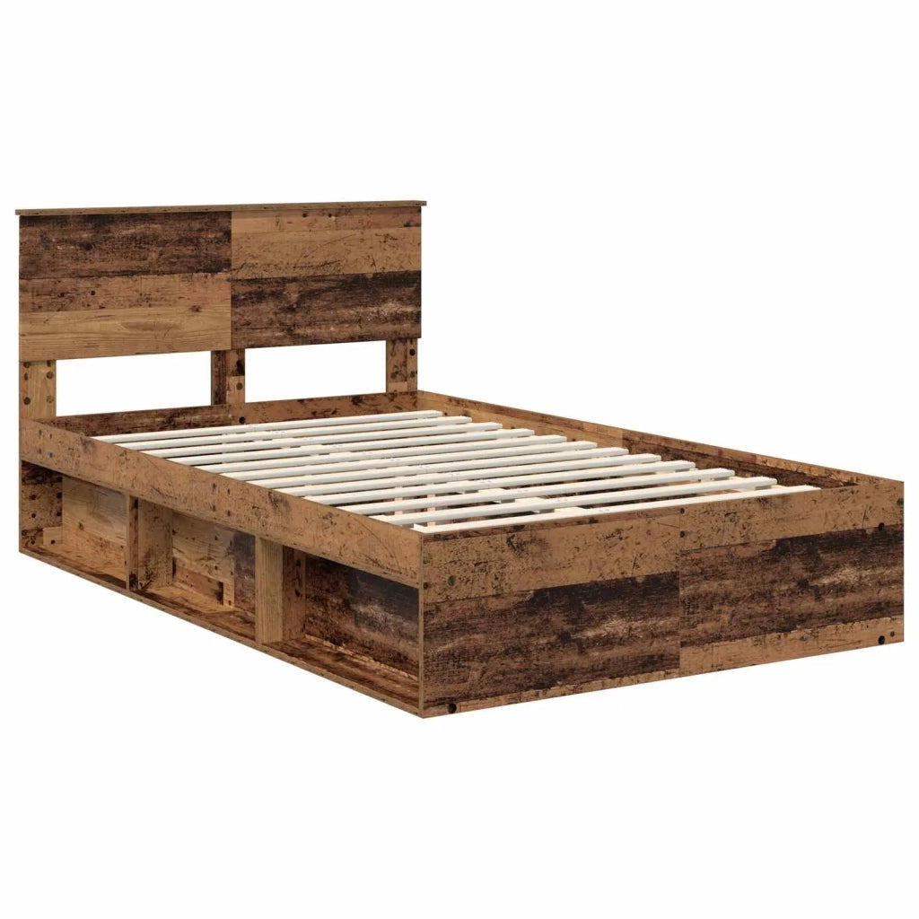 Letto matrimoniale | Letto per adulti | Struttura del letto con testiera Legno vecchio 120 x 190 cm