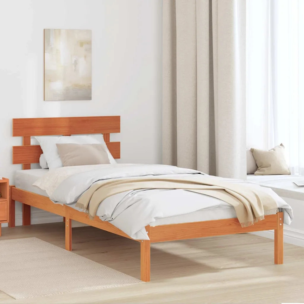 Struttura del letto-Giroletto Marrone 100 x 200 cm Legno massello di pino 360066