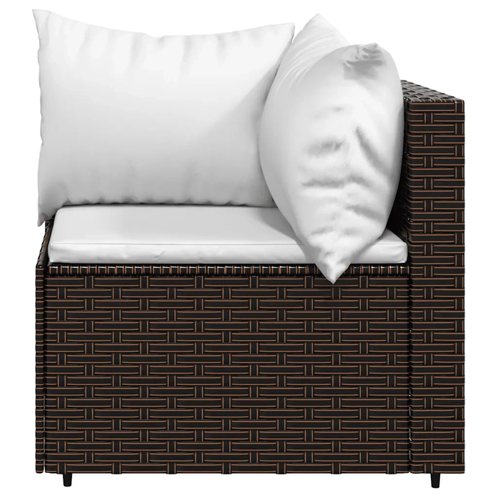 Set Mobili da Giardino 4 pz con Cuscini in Polyrattan Marrone CFW3588352