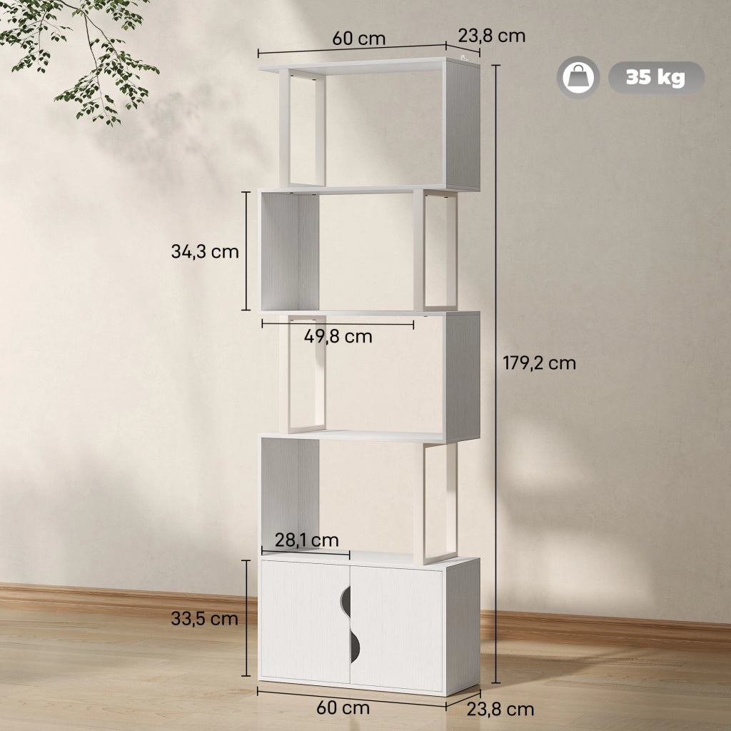 Libreria 5 Livelli S ¨C zephmum ¨C Bianco 60x24x179