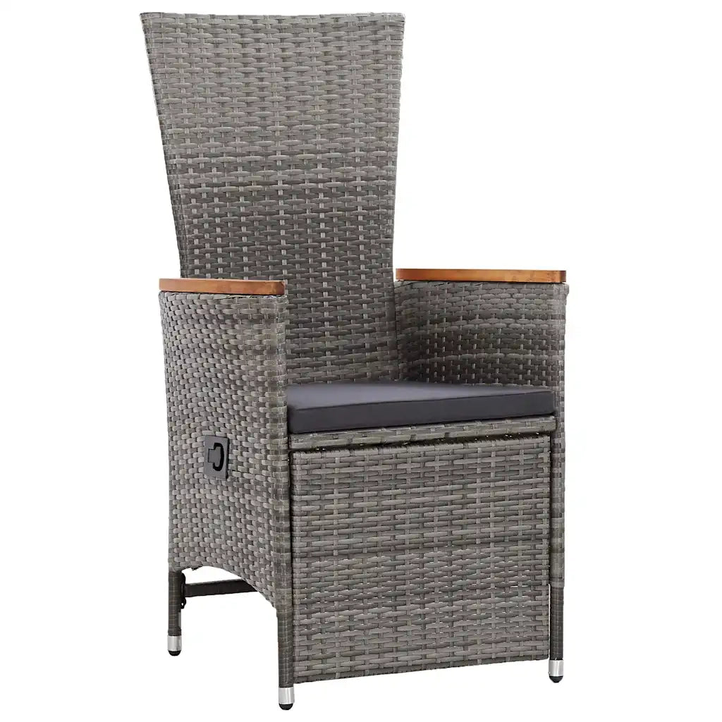 Set da Pranzo per Giardino con cuscino 3 pcs Grigio polyrattan