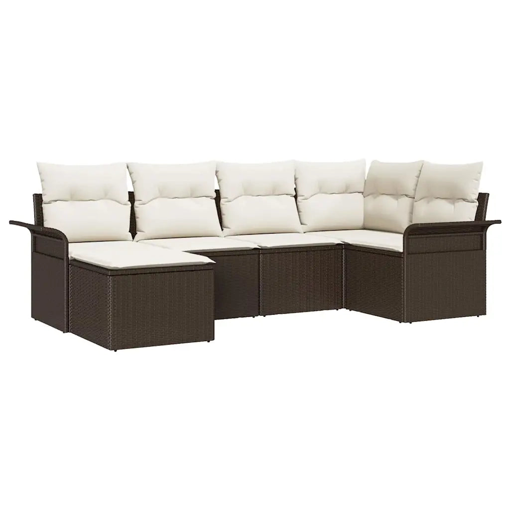 Set Divano da Giardino con cuscino 6 pcs Marrone polyrattan 3345428