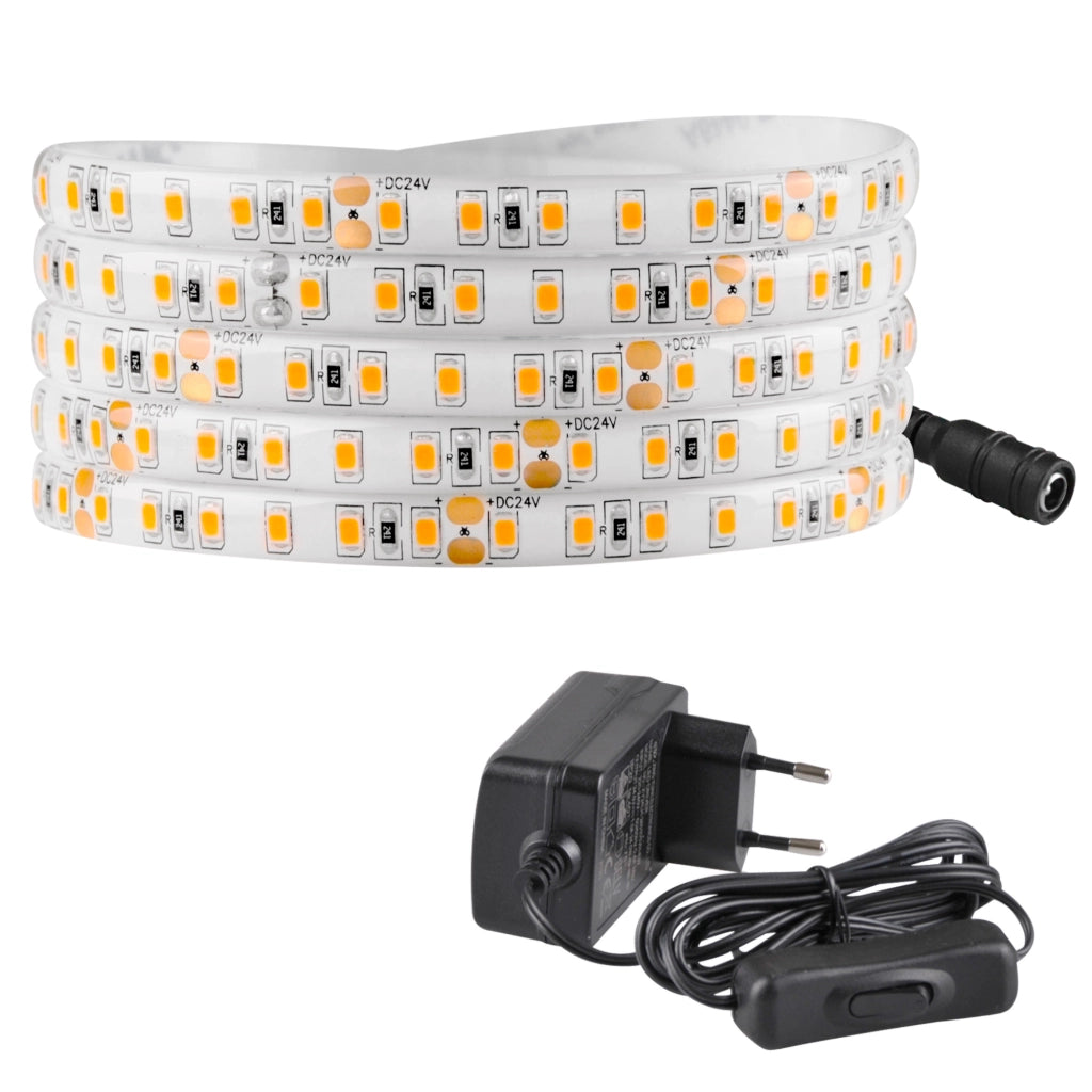 Kit striscia LED 24V 5m IP65 2700K con switch Polux