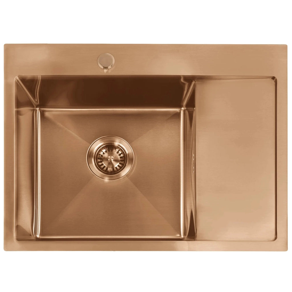 Lavello In Acciaio Fin Brush Copper senza rubinetto da cucina
