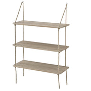 Scaffale da Parete Ösel a 3 Ripiani Sospesi con Corde - Effetto Legno [en.casa]
