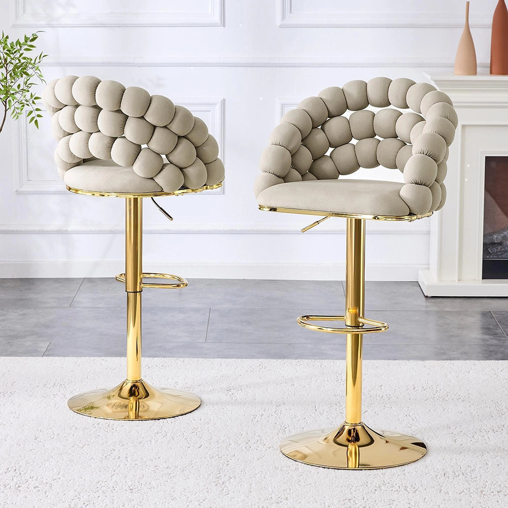 Set 2 sgabelli bar - Xylo - velluto grigio gambe dorate regolabili