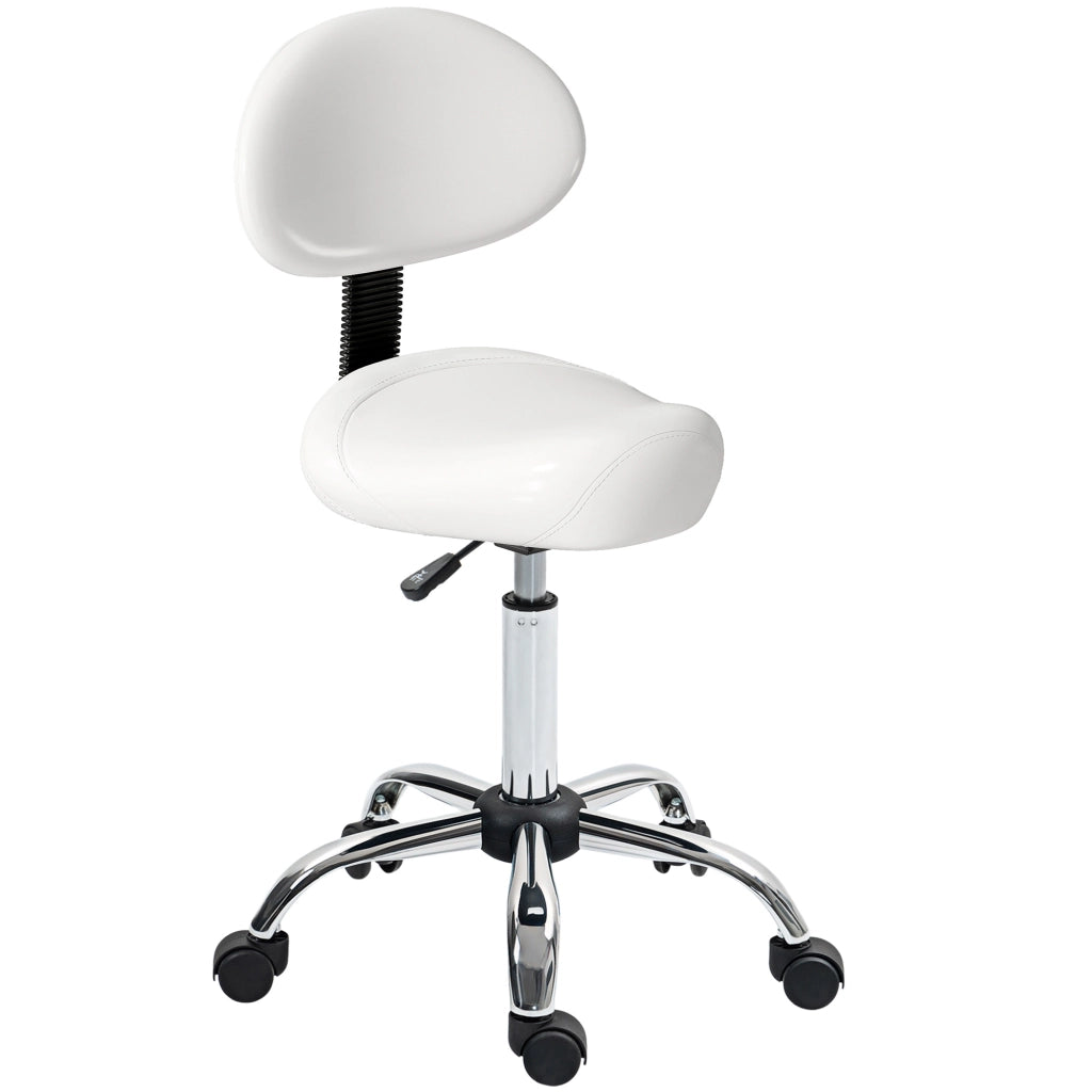 Sgabello Girevole con Schienale e Ruote ¨C Minimal ¨C Bianco 50x50x83-98cm