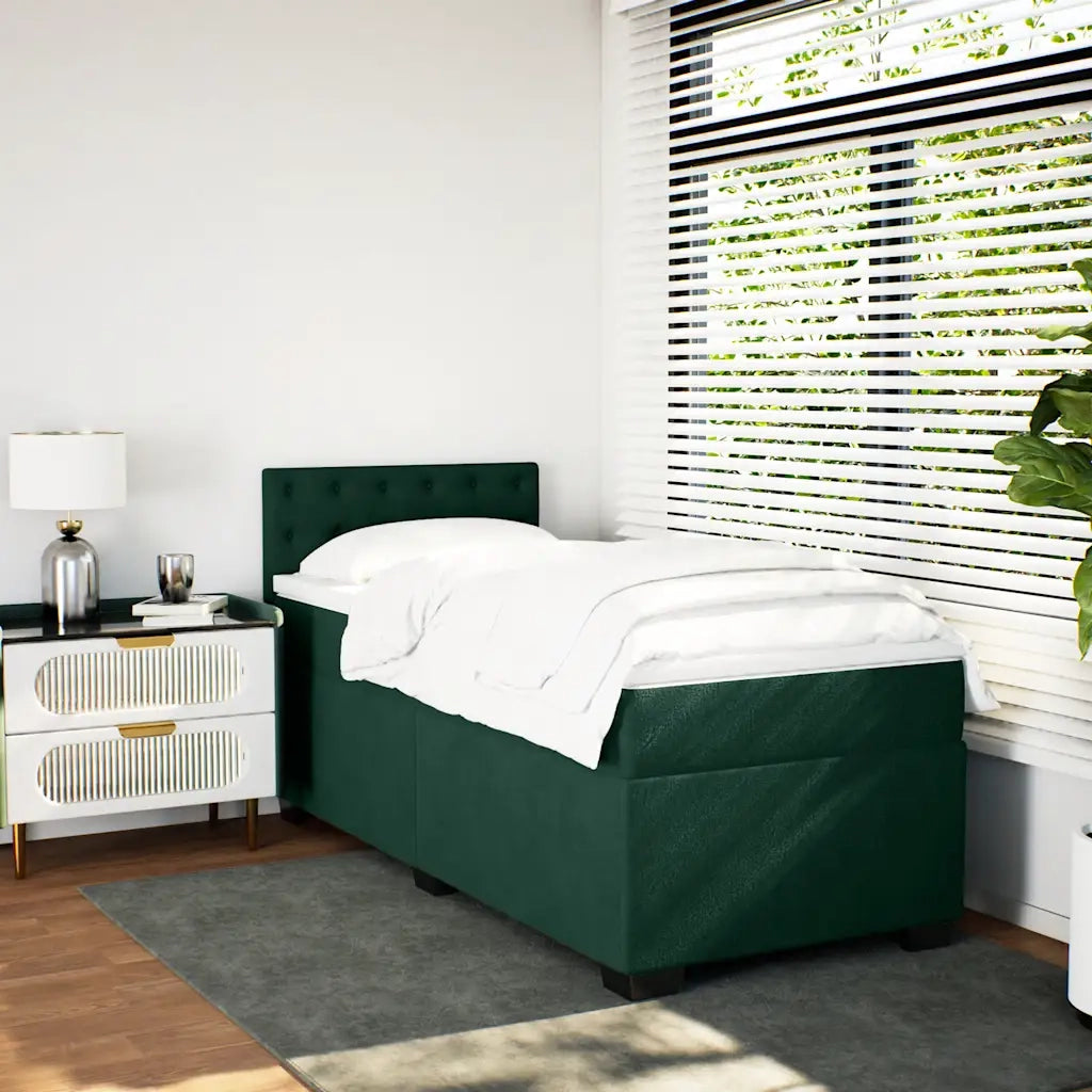 Giroletto a Molle con Materasso Verde Scuro 80x200 cm Velluto 3286177