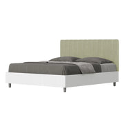 BS COM Letto matrimoniale senza rete 160x200 bianco frassino testata microfibra tè verde