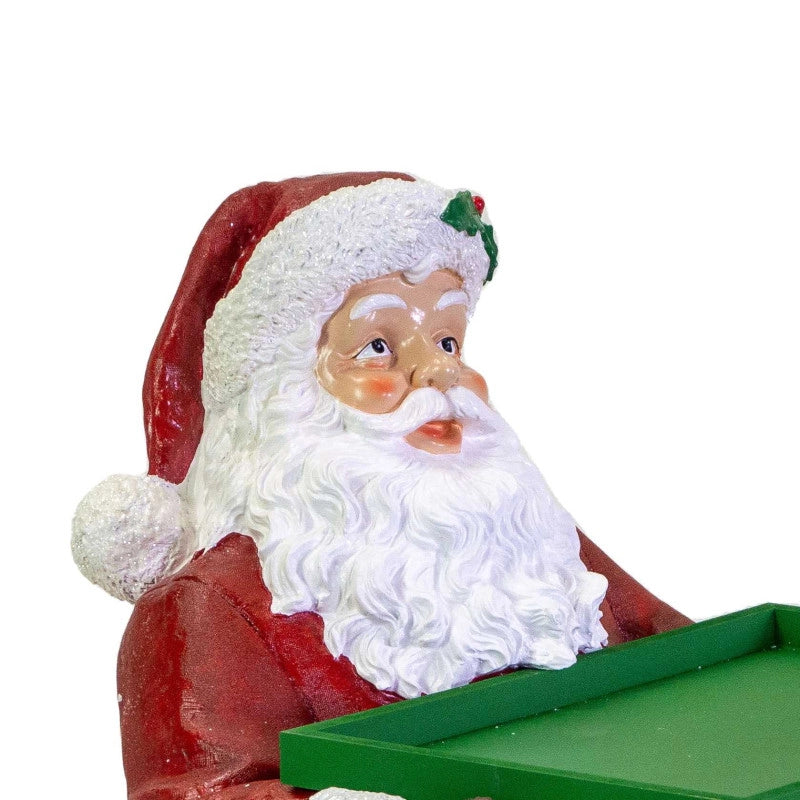 Babbo natale resina con vassoio rosso cm 53x48h93
