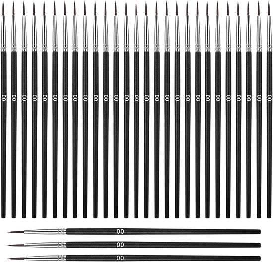 30 pezzi di pennelli set fitti - pittura al numero - piccole pennelline per dettagli - pennello professionale con punta fine per acrilico, aquarello, modellismo, artigianato, pittura del viso - adatto per uso creativo - diverse colori
