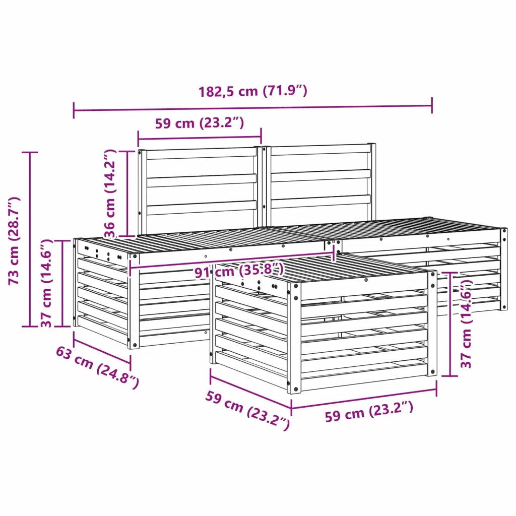 Set di divani da esterno 4 Pezzo Bianco 3392459