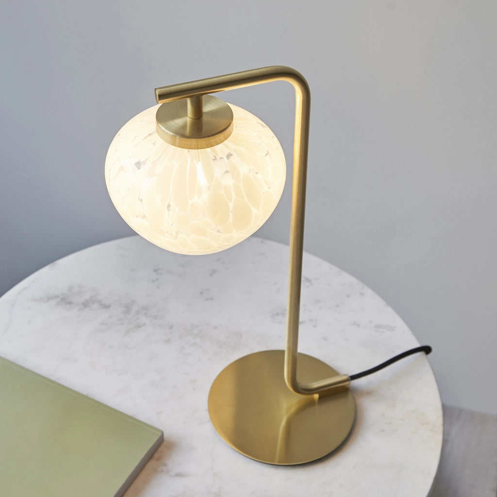 Lampada da tavolo Art Déco ottone satinato G9 Endon