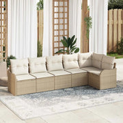 Set Divano da Giardino con archiviazione 6 pcs Beige polyrattan 3354390