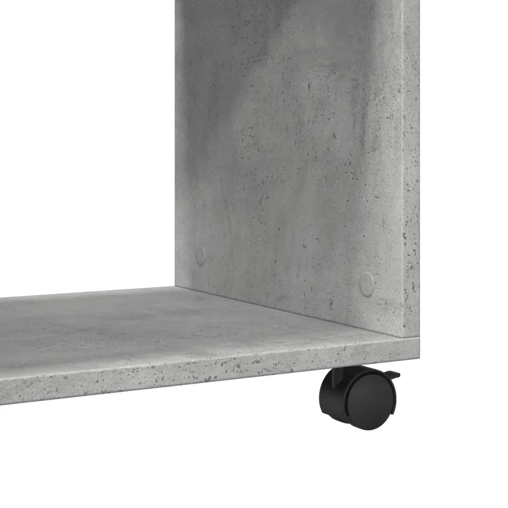 Tavolino con Ruote Grigio Cemento 70x35x60 cm in Truciolato